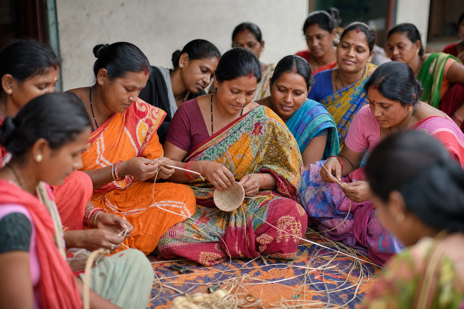 Women participating in a self-help group workshop